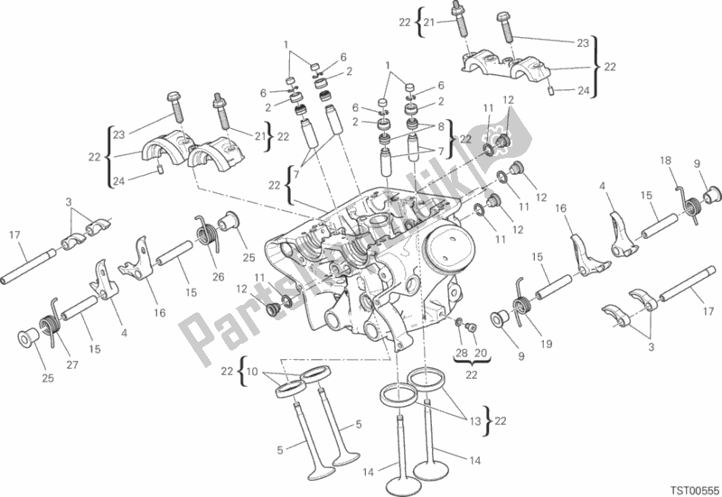 All parts for the Vertical Cylinder Head of the Ducati Multistrada 1200 Enduro USA 2017